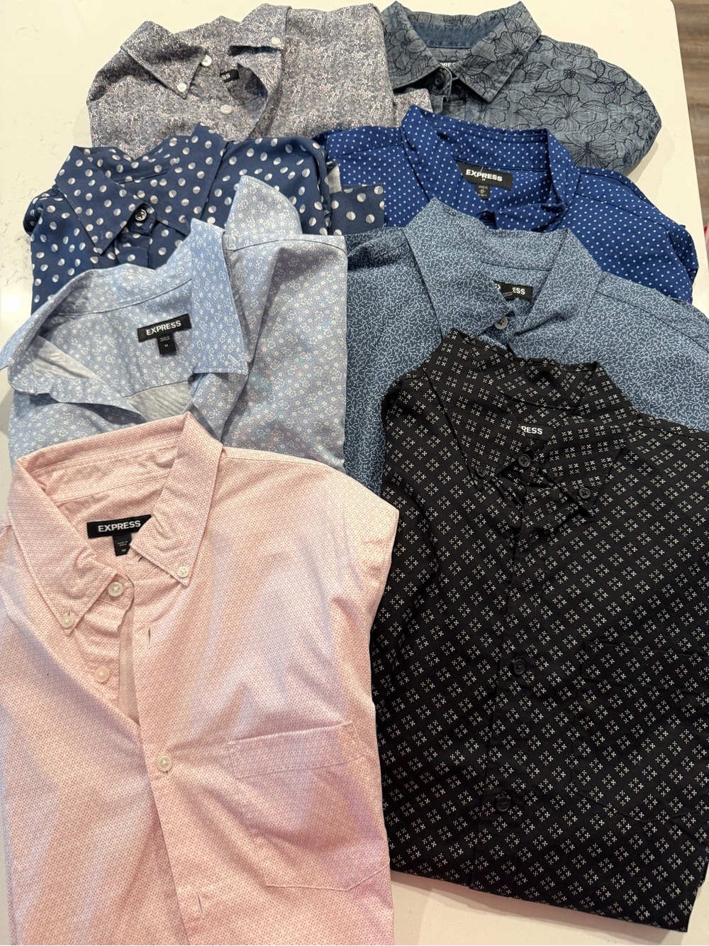 Express Men’s Medium Dress Button-Down Shirt Bundle- 8 Shirts